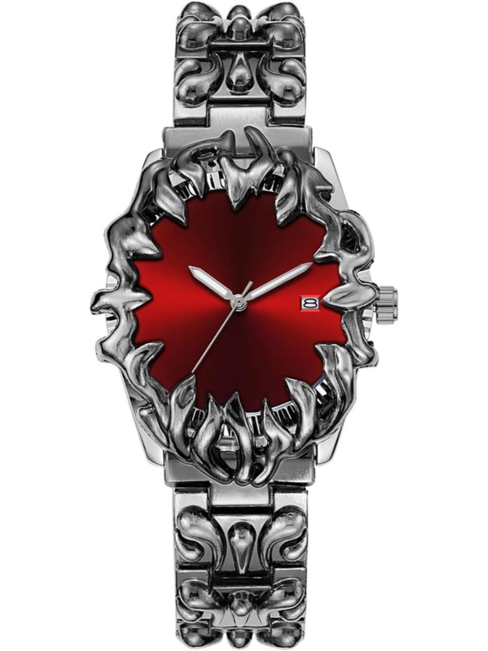 Men's Red Quartz Gothic Claw Unique Stainless Steel Luminous Waterproof Watch